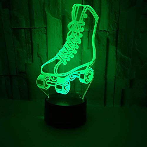 HPBN8 Ltd 3D Schlittschuhe Optical Illusions LED Lampen Tolle 7 Farbwechsel Berühren Tabelle Schreibtisch-Nacht Licht Mit USB-Kabel für Kinder Schlafzimmer Geburtstagsgeschenke Geschenk