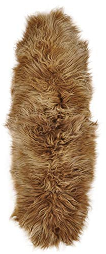 generisch ÖKO Island LAMMFELL Teppich DOPPEL Fell BETTVORLEGER Gold BRAUN GEFÄRBT LANGWOLLIG CA. 200 x 60 cm Fell Teppich LANGWOLLIG AUS 2 Island LAMMFELLEN