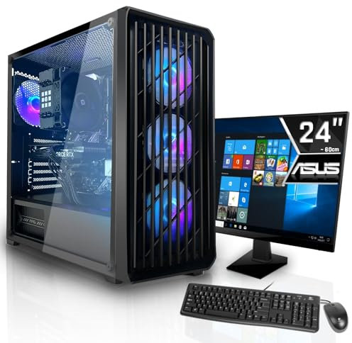 SYSTEMTREFF Basic Gaming Komplett PC Set AMD Ryzen 5 5500 6x4.2GHz | Nvidia RTX 3050 6GB DX12 | 512GB M.2 NVMe + 512GB SSD | 16GB DDR4 RAM | WLAN Desktop Paket Computer für Gamer, Gaming