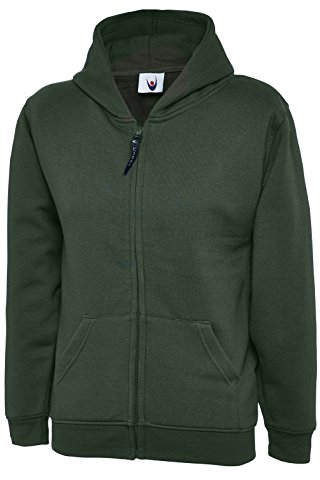 247-Clothing Kids Hoodie Girls Boys Hooded Sweatshirt (Bottle Green, 5-6 Years)
