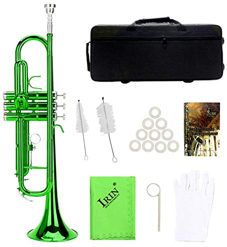 Bnineteenteam 3 Bb-Trompete,mit,Reinigungstuch,und Koffer(Grün) Musikinstrument