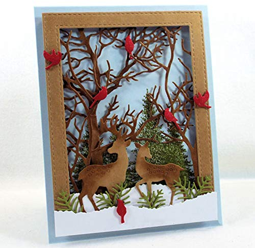 tailor13me Rentier im Wald Stanzschablone Stanzform, Metall Stanzbögen Stanze Stanzrahmen Schablone zur Scrapbooking Karten Silber
