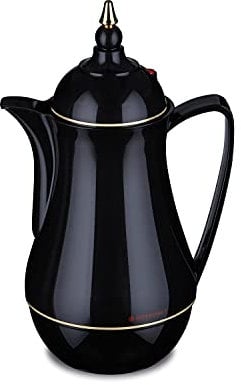 ROTPUNKT Isolierkanne 0,5 L - Premium Kaffekanne Made in Germany I Hält bis zu 24 Std heiß I Warmhaltekanne für Kaffee und Tee (SEMA 915, Black/Gold)