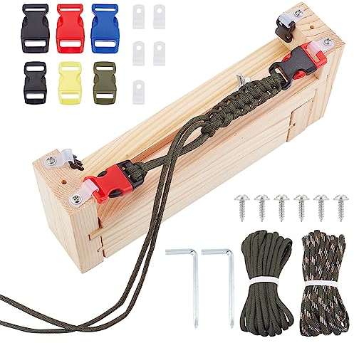 PandaHall Paracord Jig Bracelet Kit, einstellbare Länge Paracord Bracelet Maker Kit zum Weben von DIY Craft Paracord Tools, einschließlich 2 Fallschirmschnüren und 6 Schnellverschlüssen