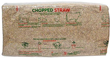 ITAGRI Chopped Straw - Paja para mantillo de huertos y jardines, 19 kg (15 m²)