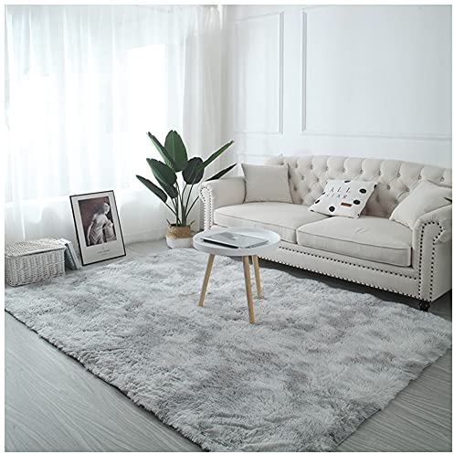 DAIHAN Shaggy Teppich Farbe Anthrazit Hochflor Langflor Teppiche Modern Antirutschmatte Teppich Weiche Fußmatten Bunte Batik Teppich Wohnzimmer Flauschiger Teppich,Silber-Grau,120x200CM