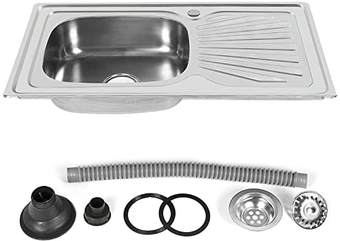 Fregadero, Fregadero 1 Cubeta, empotrado de acero inoxidable Cocina, Fregadero Sobre Encimera, fregadero inox pequeño,sobre encimera, bajo encimera o enrasado (90 * 50 * 15cm)