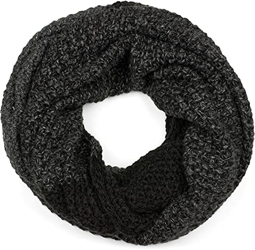 styleBREAKER Damen Strick Loop Schal 2-Farbig mit Ombre Farbverlauf, Reiskorn Strickmuster, warmer Winter Strickschal 01018165, Farbe:Schwarz-Dunkelgrau