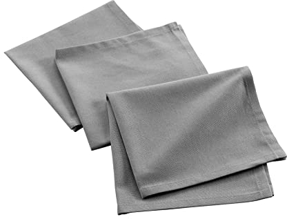 Douceur d'Intérieur, 3 Serviettes de Table (40 x 40 Cm) Mistral Gris Chine, Coton Recyclé