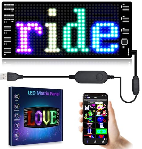 GOTUS Panneaux lumineux LED pour voiture, panneau LED flexible programmable, contrôle par application Bluetooth, texte personnalisé, motifs, animations