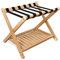SMIBUY Porte-bagages, support de valise pliable en bambou avec étagère de rangement pour chambre d’amis, chambre, hôtel, robuste (naturel et noir)