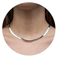 Hipwope Collana a catena di serpente placcata oro/argento 14K, collana a spina di pesce per le donne Collana a catena piatta riempita d'oro per i regali delle donne Gioielli Collana