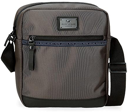 Pepe Jeans Iron Bandolera Porta Tablet Gris 23x27x7 cms Poliéster con detalles en Piel Sintética
