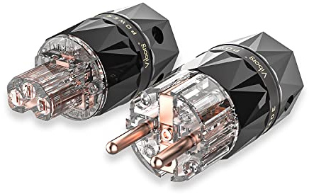 Viborg VE503 + VF503 - Prise Schuko HiFi en cuivre pur + fiche audio haut de gamme IEC pour câble avec diamètre extérieur maximum de 18 mm