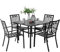 PHIVILLA 5 Piece Outdoor Patio Dining Set, 94cm Square Metal Slatted Table with 4cm Umbrella Hole & 4 Metal Chairs for Deck, Yard