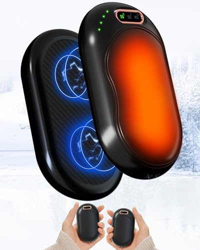 Hand Warmers Rechargeable, Reusable Portable 2 Pack Magnetic Electronic 5000mAh Hand Warmer, Safe Double-Sided Fast Heating, 3 Heat Levels, Great for Winter Outdoor Sports, Warm Gift for Woman Girls