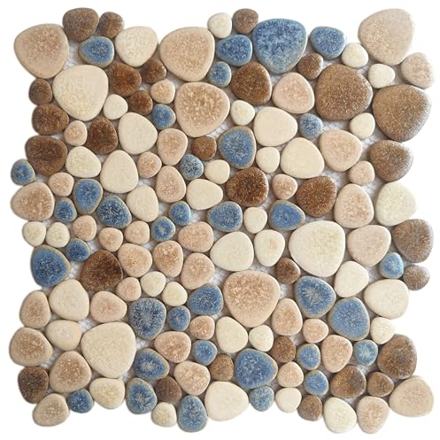 Parrotile Yosemite Matte Kieselsteinfliesen für Dusche, Boden, Badezimmer, Mosaikfliesen, extrem rutschfest, 5 Bögen