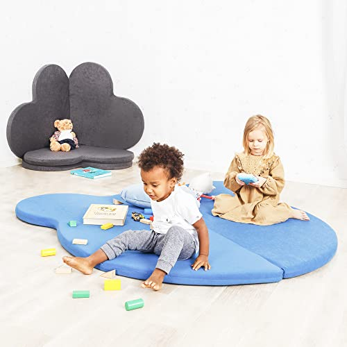 INNOCENT® Spielmatte Baby - Oeko-TEX zertifizierter Kinderteppich zum Spielen - XXL Spielteppich 160x160cm - Süße Motiv Krabbelmatte Baby - Premium Krabbeldecke (Bär/Hellblau)