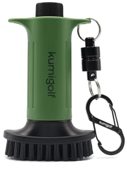 kumigolf® H3 Golf Wasserbürste, Sprühfunktion & magnetische Clips, Golfschläger Bürste und Golfclub Reiniger, Hochwertige und Starke Nylonborsten für Schlägerflächen, Rillen (Grün)