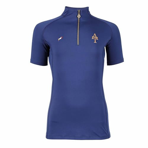Aubrion Shires Young Rider Childrens Team Short Sleeve Base Layer - Navy Blue 9-10 Years