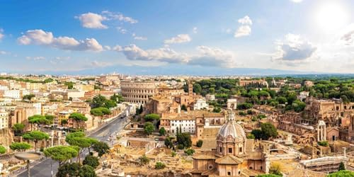 Panorama Leinwandbild - Fotomotiv: Blick auf das historische Rom (Kolosseum, Forum Romanum) - Fotos/Bilder/Wandbilder/Souvenirs aus Italien, Größen Name: 80 x 40 cm
