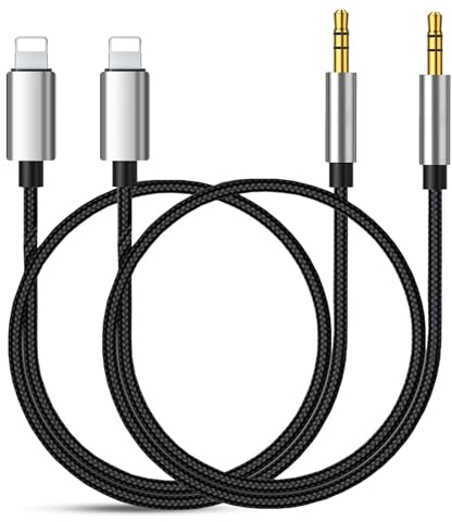 LIDOUYA 2 Pezzi Cavo AUX Auto per iPhone [Certificato MFi] 3,5 mm Cavo Audio Auto Compatibile con Phone 14/13/12/11/X/XS/8/7 Audio Auto, Altoparlante Nero,1M
