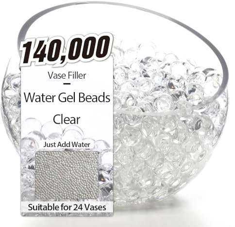NOTCHIS 140.000 cuentas de gel de agua transparentes grandes para rellenar jarrones, cuentas de gel de agua, relleno de jarrón para Navidad, centro de mesa de boda, velas, decoraciones florales