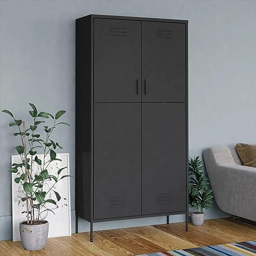 CIADAZ Kleiderschrank Anthrazit 90x50x180 cm Stahl, Schlafzimmerschrank, Kleiderschränke, Garderobenschrank, Ordnungssystem Kleiderschrank, Haushaltsschrank - 336249