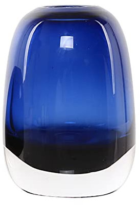 Hhmmei2024-23 Florero Florero de Cristal Simple y Moderno, florero Redondo Azul, Adecuado for arreglos Florales en el Centro de la Mesa de la Sala de Estar Jarrones para Flores(A)
