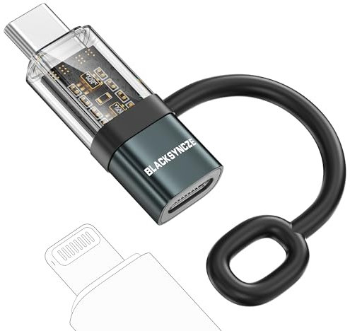 BLACKSYNCZE Lightning to USB C Adapter, 60W Lightning Female to USB C Male Adapter PD Fast Charging iPhone to Type C Adaptor for iPhone 15 Pro Max, Samsung Galaxy S24, Pad, MacBook, Not for Audio/OTG
