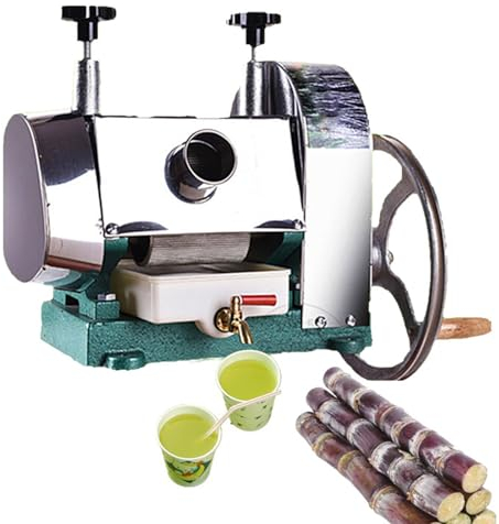 Hlixzoy Handkurbel Zuckerrohrentsafter, Zuckerrohrpresse aus Edelstahl, manueller Zuckerrohrentsafter, geeignet für den Gebrauch im Restaurant oder zu Hause, 50 kg/h