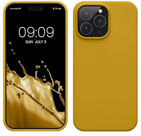 kwmobile Cover per Apple iPhone 14 Pro Max Custodia - Back Case per Caricatore Wireless - Antiurto e Flessibile in Silicone TPU - miele