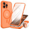 BERFY Magnetic for iPhone 16 Pro Max Case, Compatible with MagSafe, [Built-in 9H Tempered Glass Screen Protector & Camera Protection] Full Body Translucent Matte Phone case for 16 Pro Max, Orange