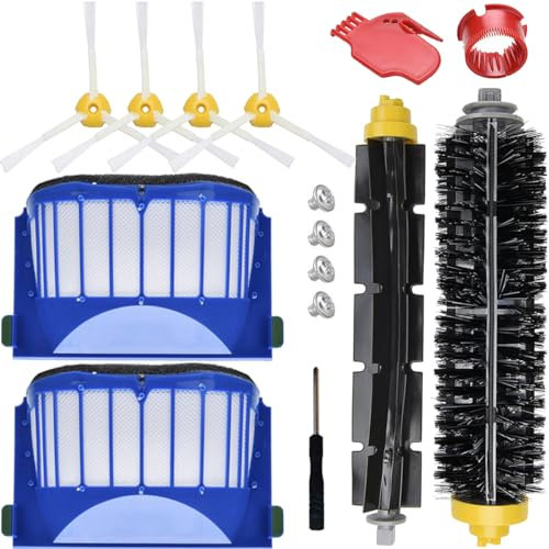 EATBALE Accessoires kit pour iRobot Roomba 600 Séries 605 610 612 615 616 620 621 630 645 650 651 655 660 665 670 671 680 681 685 695 696 Robot aspirateur, brosses latérales Brosses à Rouleau filtres