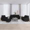 IKAYAA Sofagarnitur Sofa 3 2 1 Set komplett Couch Set Wohnzimmer Couch Set mit Kissen Stoff-Schwarz-3-Sitzer + 2-Sitzer+Sessel+Fußhocker