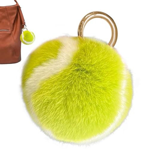 Hqunjikp Porte-clés de tennis pour sacs à dos, pendentif balle de tennis en peluche – Porte-clés en peluche pour sac d'école, sac à dos, étudiants, personnes décontractées, amis, Attribut unique,