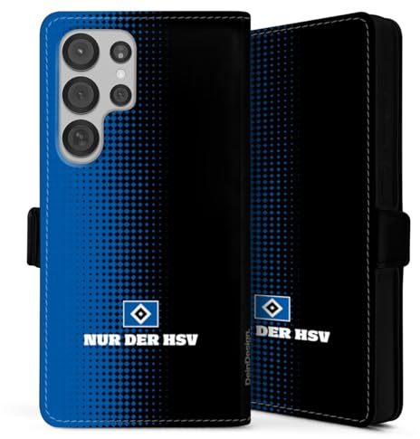 Klapphülle kompatibel mit Samsung Galaxy S 25 Ultra Handyhülle aus Kunst Leder schwarz Flip Case HSV Logo Offizielles Lizenzprodukt