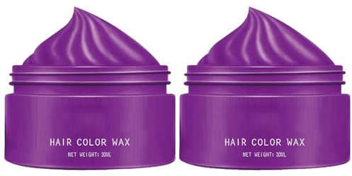 KOAHDE Cire Capillaire Colorée,Cire Colorante Cheveux La Couleur Violette,Violet Temporaire Teinture Capillaire,Temporaire pour les pour Hommes et Femmes,Violet Colorante,2PC
