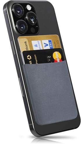 MyGadget Cartera para Funda Móvil - Tarjetero Adhesivo para Smartphone - Porta Tarjetas de Crédito con Bloqueo RFID - Bolsillo Card Holder - Gris Oscuro