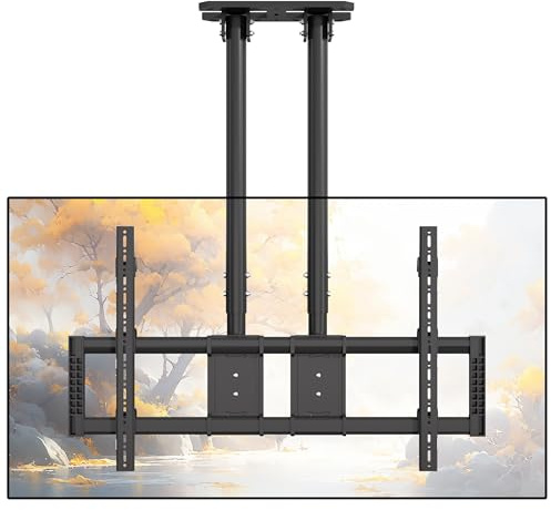 GUZHIKU Ceiling TV Mount for 60-120 inch TVs, Double Pole Hanging Ceiling TV Bracket Hold up to 220 lbs, Adjustable Height Ceiling Mount Fits LED LCD OLED 4K Screen, Max VESA 1000x600mm, T1060