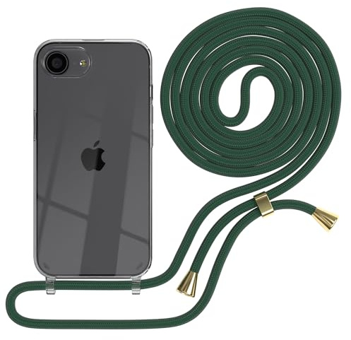 EAZY CASE Handykette kompatibel mit iPhone 16e Handyhülle mit Umhängeband, Handykordel mit Schutzhülle, Silikonhülle, Hülle mit Band, Stylische Kette für Smartphones, Grün
