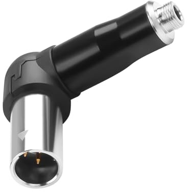 QIANRENON Verriegelung TRS 3.5mm auf Mini XLR 90° Winkel Kopfhörer Anschluss Abschließbar TRS 1/8 Buchse auf 3Pin Mini XLR Stecker Audio Adapter, Rechter Winkel Einstellbar, für Gürteltasche Mikrofon