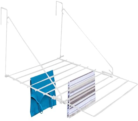 MURIEL BARGAINS Utility Airer – White Indoor Clothes Drying Rack – Wall-Mounted or Radiator Laundry Hanger for Towels & Small Garments – Strong & Compact Space-Saving Drying Solution for Home Use (1)