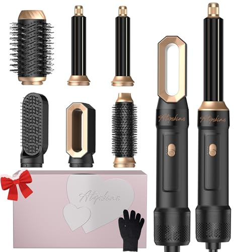 Haarstyler 6 In 1 Air Styler Set,lockenföhn 1000W Hairstyler, Rundbürstenföhn, Warmluftbürste, Föhnbürste, Haartrockner,Air Curler Wrap, Glättbürste,Airstyler Haarstyling Geräte,Geschenkset für Frauen
