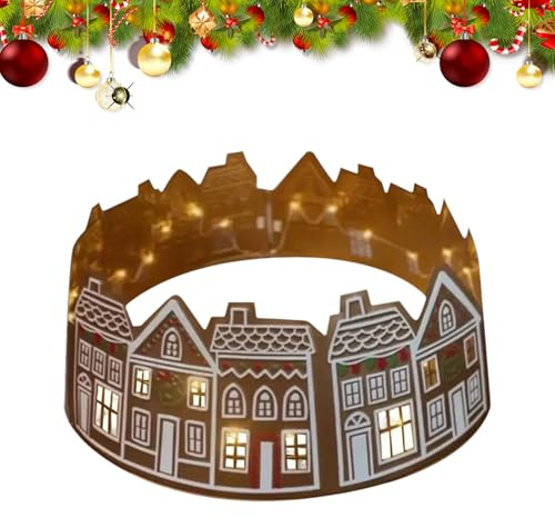 Miyanvuo Weihnachtsbaum Kragen,LED Haus Weihnachtsbaumrock,Wiederverwendbares Weihnachtszubehör - Für Winter Wohnzimmer Kamin Büro Café Außenbereich Garten Landschaft Einkaufszentrum