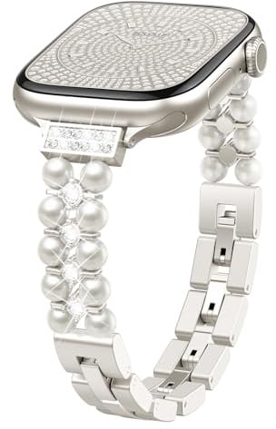 SOLOLUP Perle Diamanti Cinturini per Apple Watch SE 40 41 38 42mm per Donna