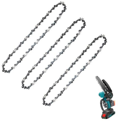 3PCS 12 Inch Chainsaw Chains, Mini Chainsaw Chain Replacement for Cordless Handheld Chainsaws, Low-Kickback Small Chainsaw Blade for Tree Trimming and Wood Cutting (45 Drive Links) (3 PCS 12In)