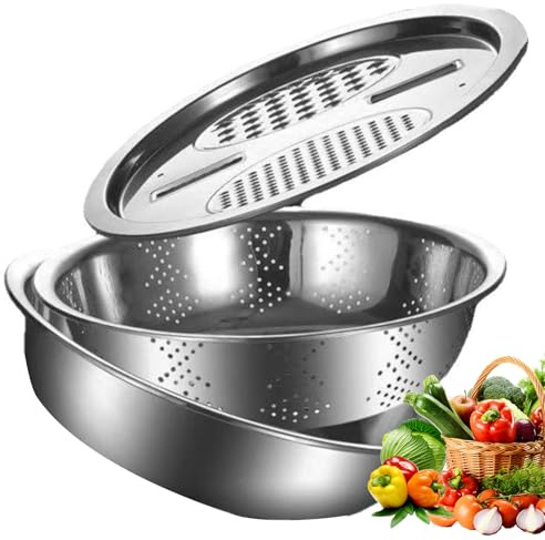 Coupe-légumes avec égouttoir, saladier pour râpe à ail - Hachoir à salade - Passoires alimentaires multifonctionnelles, bol passoire pour riz, bol à laver