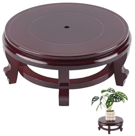 FINGERINSPIRE Base per Espositore in Legno 24.2x10cm Supporto per Piante Orientale Cinese in Noce di Cocco Supporto per Vasi Espositore per Pesci Realizzato a Mano per Piante da Interno