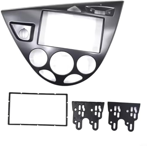 Tidgel Marco de panel de radio de instrumento de 2 DIN, para Ford Focus MK1 y Fiesta (1998-2006), LHD, plástico ABS, negro mate o gris plateado, se adapta a radios DIN dobles de 7 pulgadas (negro mate